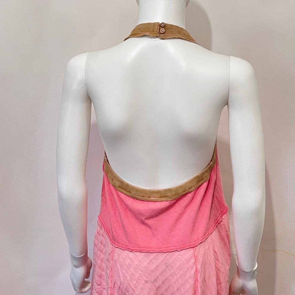 Free People Surfs Up Maxi Dress Womens Large Flamingo Pink Halter Open Back NWT - Picture 12 of 16